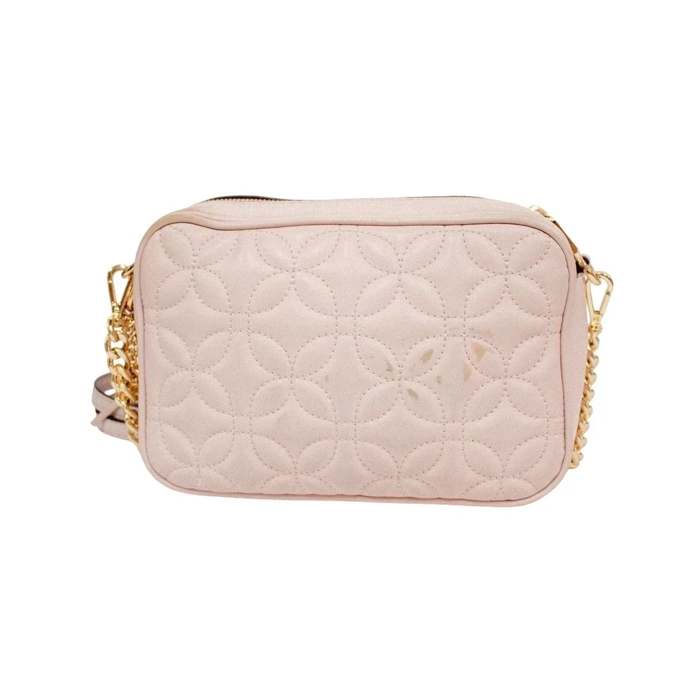 Michael Kors Quilted Floral Light Rose Gold Leather Camera Crossbody